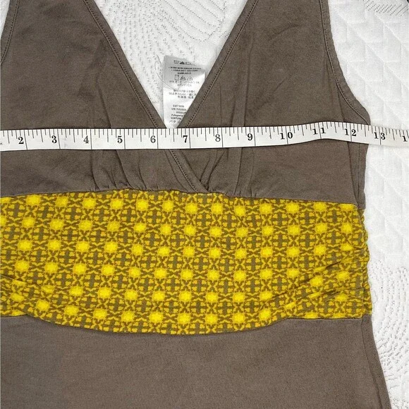 Patagonia Margot Retro Dress Casual Brown Yellow Organic Cotton Size XS - Picture 5 of 6